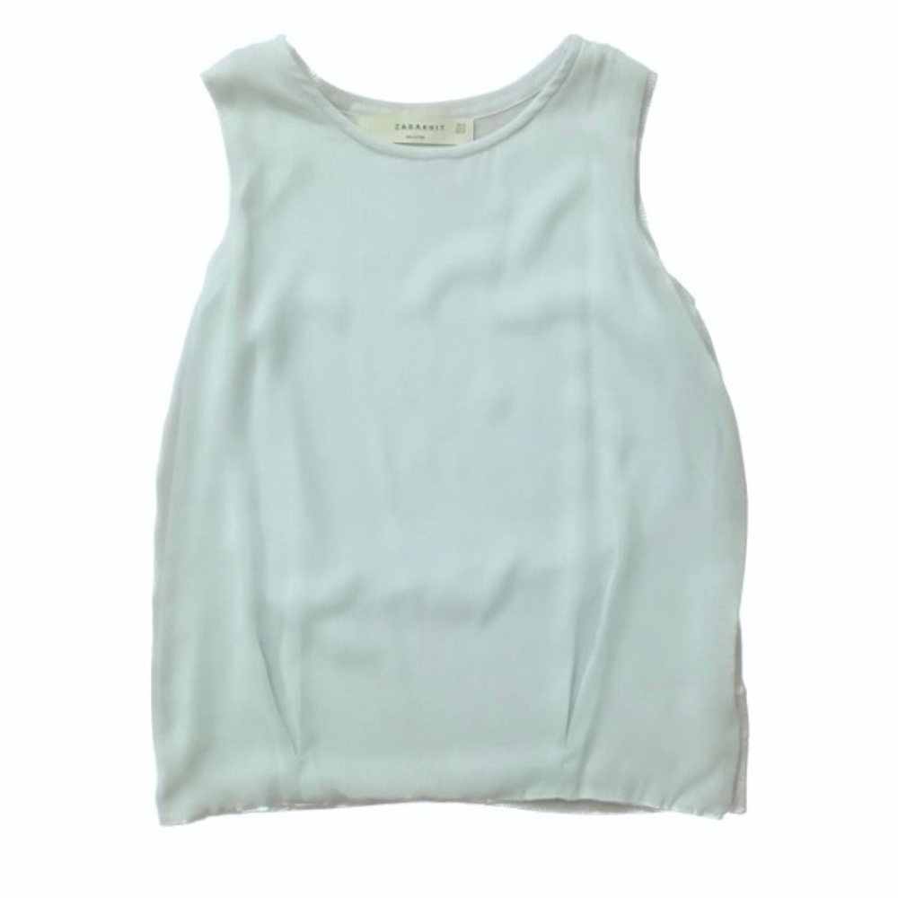 Zara Blue Knit Chiffon Tank